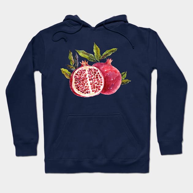 Watercolor pomegranate Hoodie by MoleskoStudio